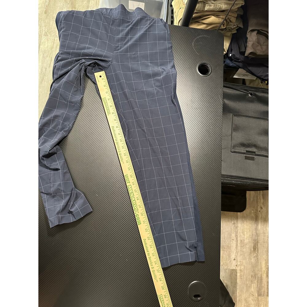 Athleta Brooklyn Textured Ankle Pant Navy Blue Windowpane Size 8 Travel Pant - Picture 5 of 14
